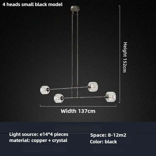 lustre en cristal de style américain en cuivre moderne