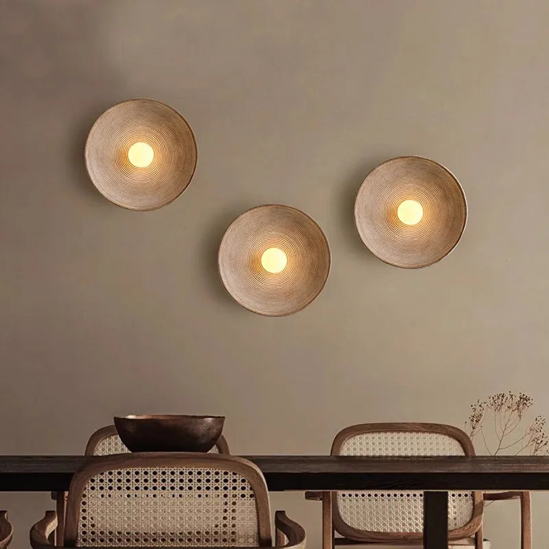 Applique murale LED rétro ronde en résine de verre - vue 5 sur 8