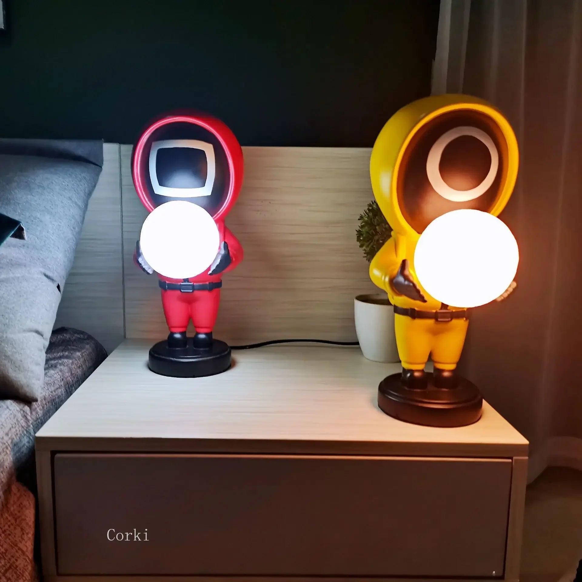 lampe de table astronautes design nordique veilleuse 3D décorative - vue 7 sur 10