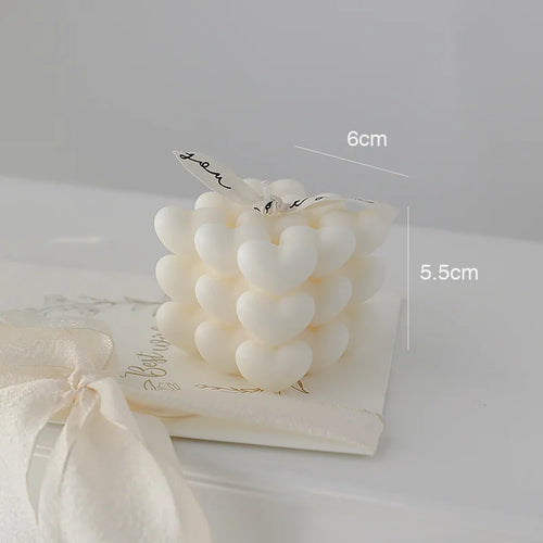 bougie parfumée cube cœur en cire de soja fait main décorative - vue 10 sur 11