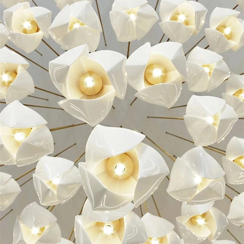 lustre duplex led en céramique magnolia pour hôtel et villa - vue 7 sur 15