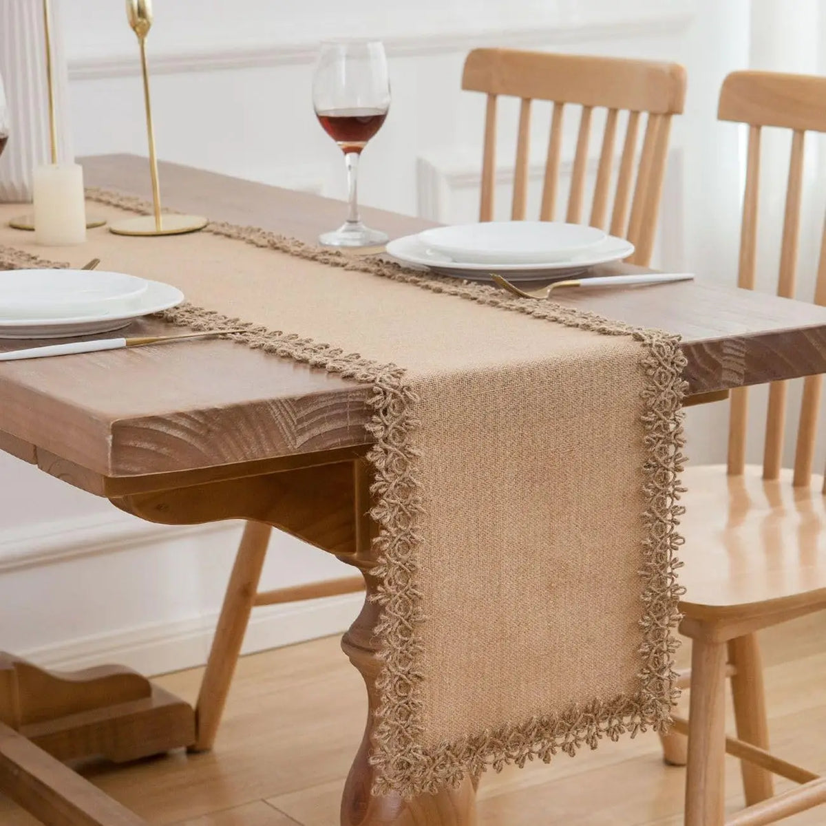 Chemin de table style champetre dentelle rustique mariage - vue 4 sur 6