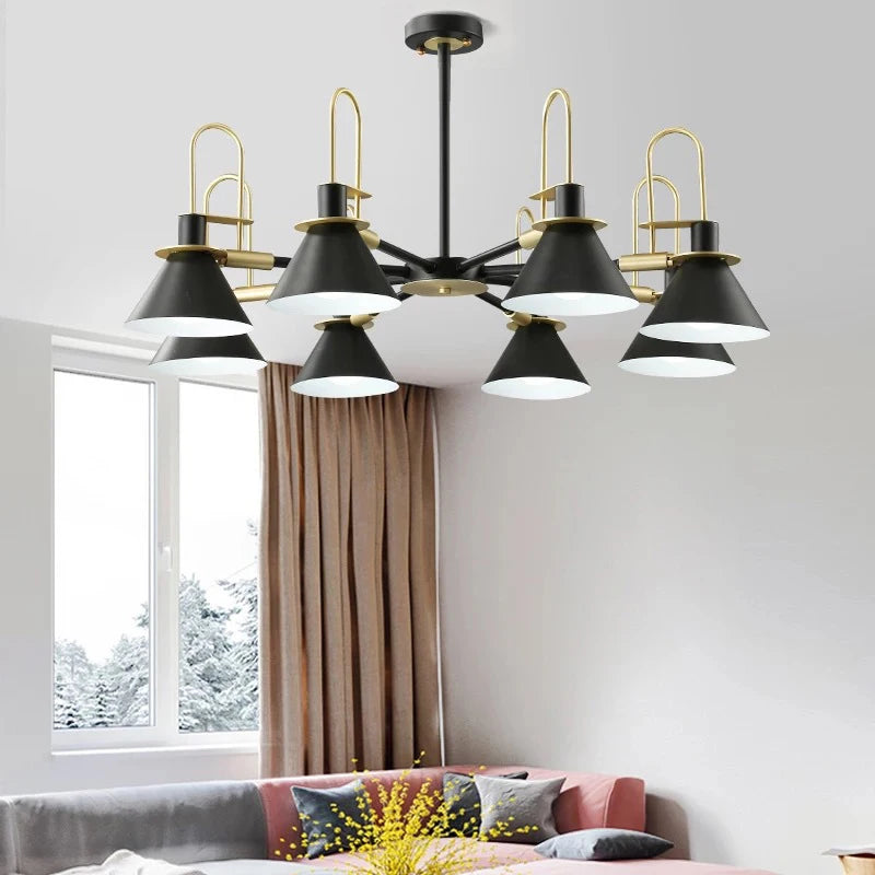 Suspension LED créatives simples suspension 1/3/6/8 têtes lampes de plafond en bois nordique pour salon chambre veilleuses E27 - vue 5 sur 22