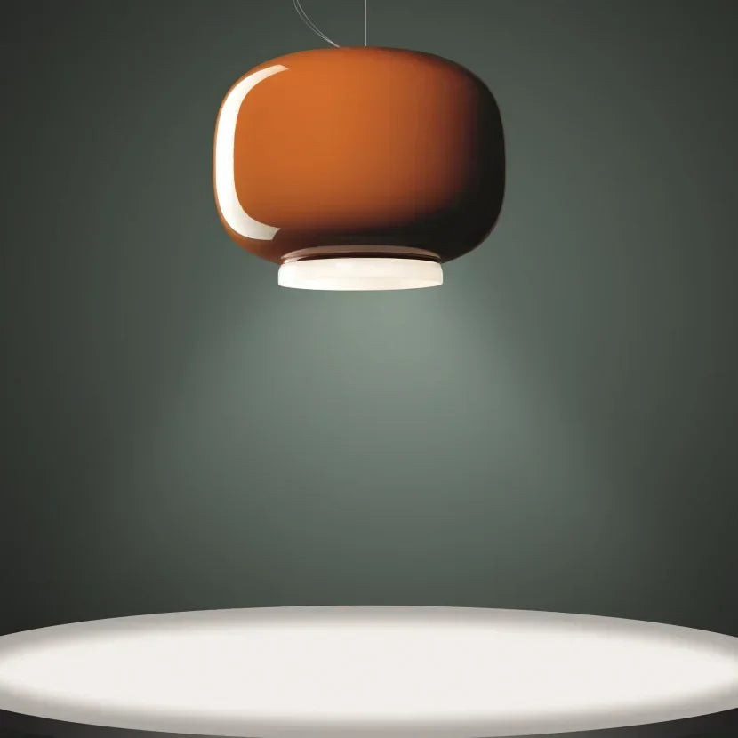 suspension moderne en verre design lumineux et coloré - vue 6 sur 9
