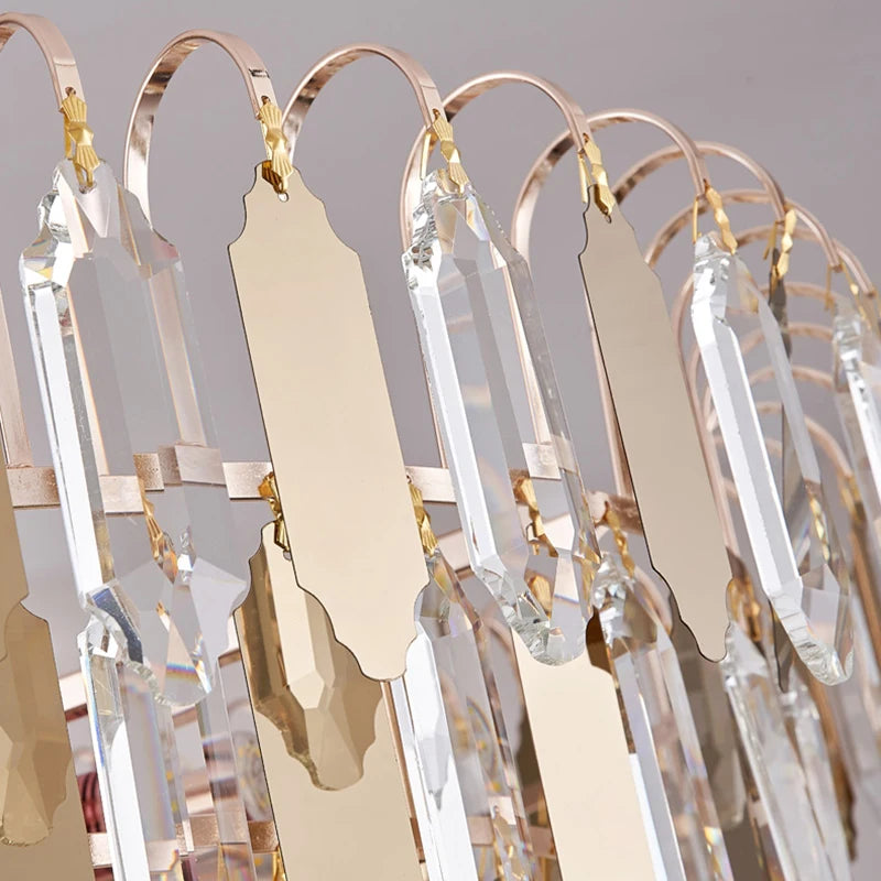 lustre moderne en cristal doré à led design élégant pour intérieur - vue 7 sur 9