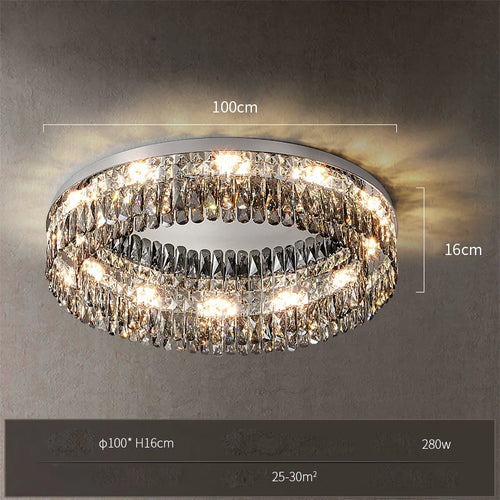 LED-Deckenleuchte quadratisch rechteckig Kristall gold dimmbar - vue 10 sur 18
