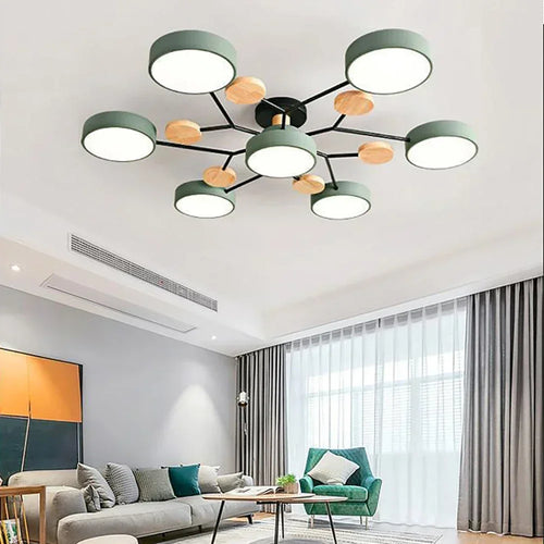 LED-Deckenleuchte aus Holz im nordischen Design für ein elegantes Interieur - vue 5 sur 22