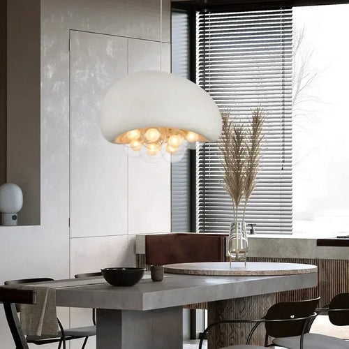 lustre suspendu minimaliste style wabi sabi avec éclairage led