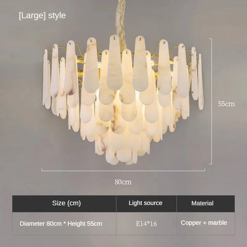 Luxuriöse Pendelleuchte aus Marmor und Kupfer im minimalistischen chinesischen Stil - vue 9 sur 8