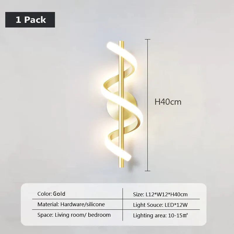 Nordische LED-Wandleuchte Schwarz Weiß Gold