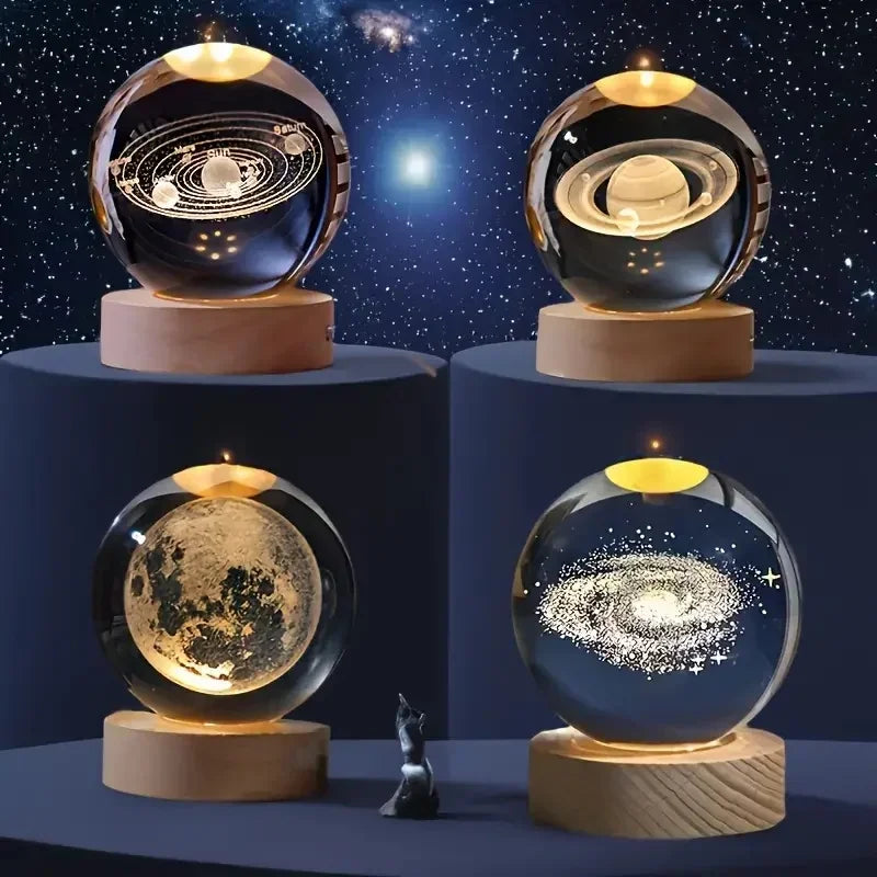 boule de cristal 3D système solaire planète lumineuse cadeau passionnés espace - vue 5 sur 10