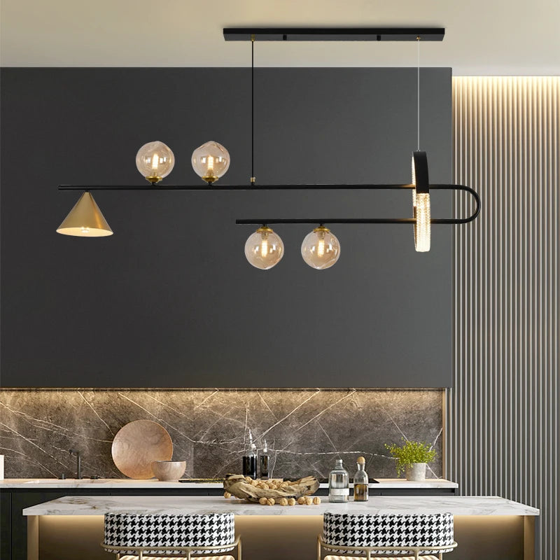 lustre style nordique moderne avec ampoule led en verre - vue 5 sur 8