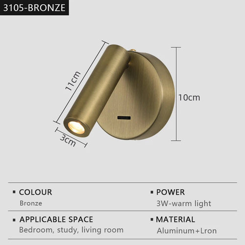 Applique murale led moderne réglable rotative pour lecture - vue 10 sur 12