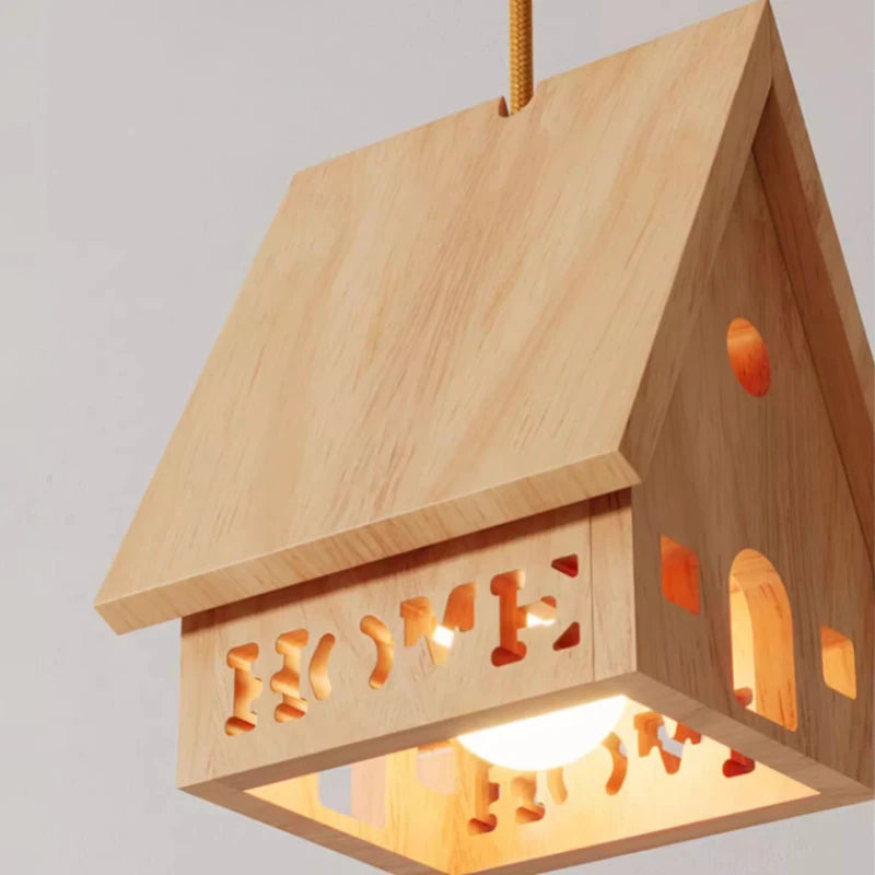 lustre en bois massif pour chambre d'enfant style minimaliste LED - vue 5 sur 6