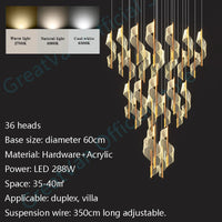 lustre led moderne spirale longue ligne nordique duplex luxueuse