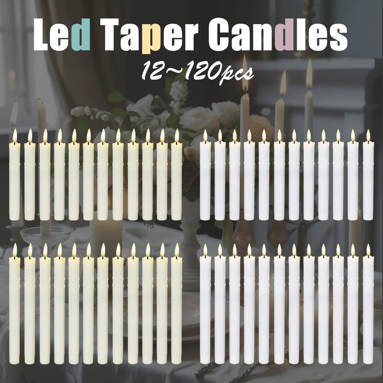 bougies LED décoratives scintillantes pour mariage et Halloween - vue 2 sur 14