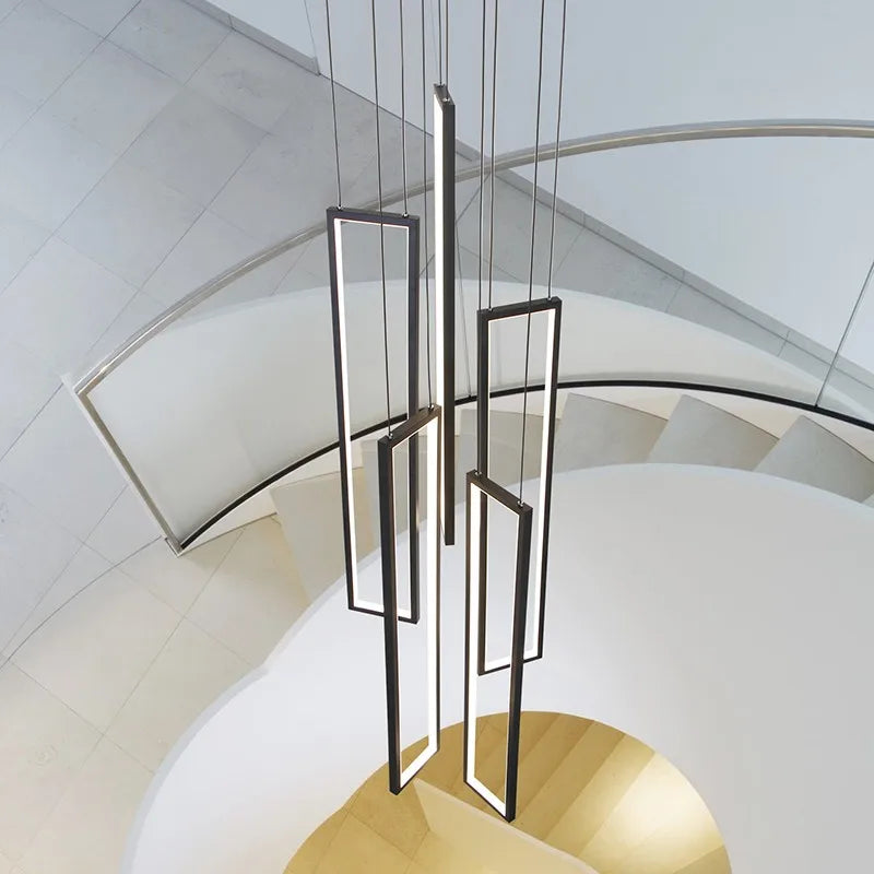 lustre moderne simple led nordique luxe duplex loft rotatif - vue 4 sur 9