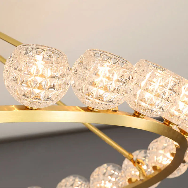 lustre design anneau boules modernes décoration salon - vue 7 sur 10
