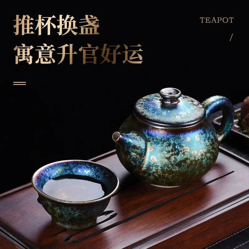 Théière jianzhan tianmu en porcelaine émaillée artisanale - vue 4 sur 6