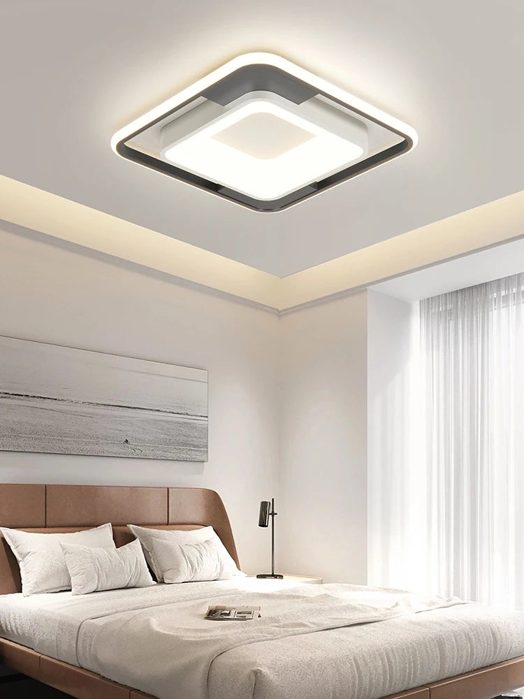 plafonnier led rectangulaire nordique avec télécommande à intensité variable - vue 6 sur 9