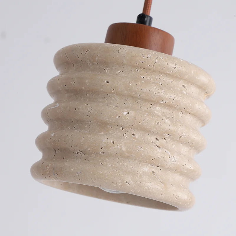 Retro-Pendelleuchte aus Naturstein mit LED für stilvolle Inneneinrichtung - vue 6 sur 6