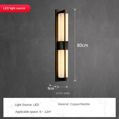 LED-Wandleuchte aus Kupfer mit spanischem Marmorstreifen - vue 12 sur 12