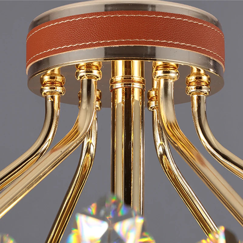 suspension en cristal et cuir pour éclairage moderne créatif de la maison - vue 11 sur 16