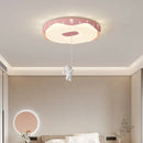 Nordic Kids Bedroom Pendant Lamps Pink Green Yellow Blue Rabbit Panda Bear Astronaut Children's Room Ceiling Light Round Shape