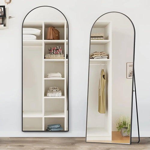 CASSILANDO Arched Full Length Mirror 64" x 21", Floor Standing Mirror, Unique Vertical Mirror, Gold Metal Frame Mirror - vue 3 sur 8