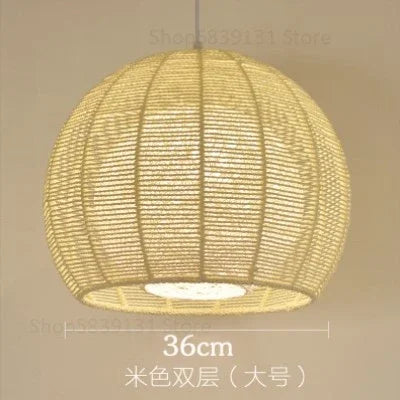 Moderne nordische LED-Pendelleuchte aus Eisen und Hanfseil - vue 14 sur 14