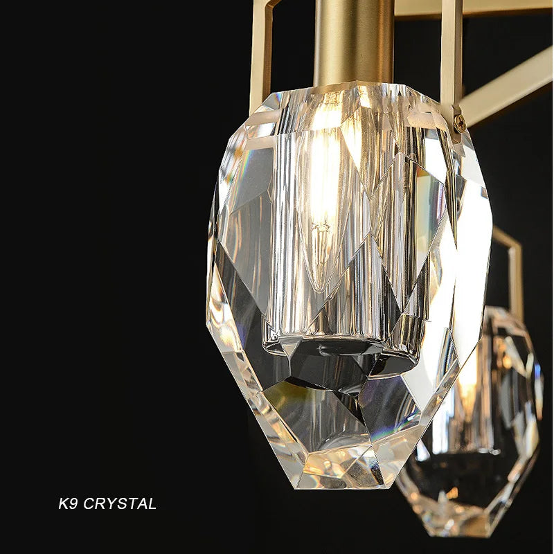 lustre design moderne en cristal avec abat-jour fantaisie - vue 5 sur 16