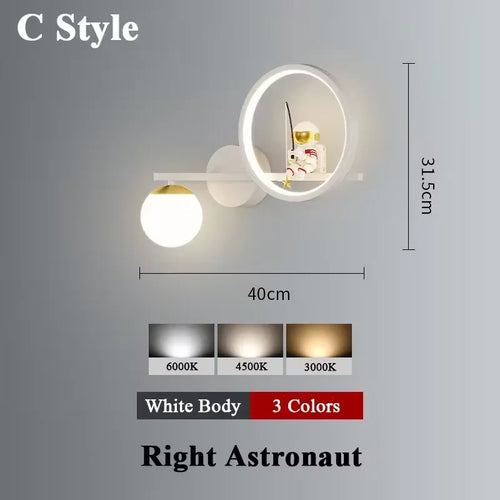applique murale led créative lune astronaute décoration pour enfant - vue 24 sur 23