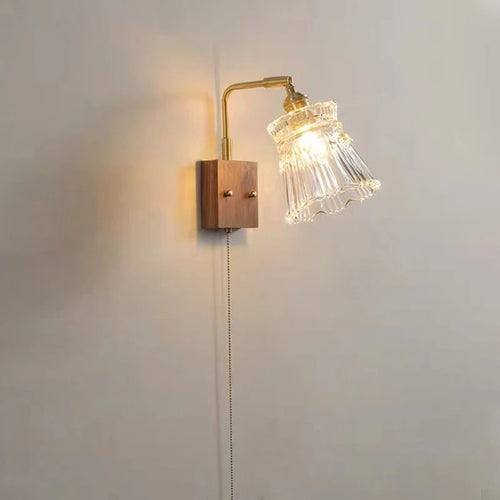 Japanische Vintage-Wandleuchte aus Holz Minimalistische LED-Lampe - vue 6 sur 13