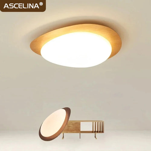 LED-Deckenleuchte aus nordischem Holz mit Acryl und Walnusskiesel - vue 2 sur 12
