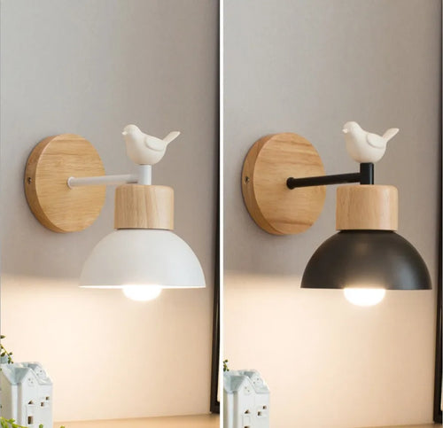 applique murale moderne en forme d'oiseau en bois et fer - vue 3 sur 14