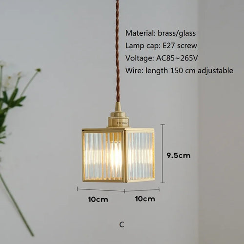 suspension vintage en cuivre avec verre pour éclairage intérieur - vue 9 sur 9