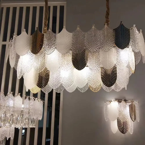 Luxe postmoderne LED lustre éclairage E14 salon Villa hall grands lustres décoration de la maison en verre longue lampe suspendue