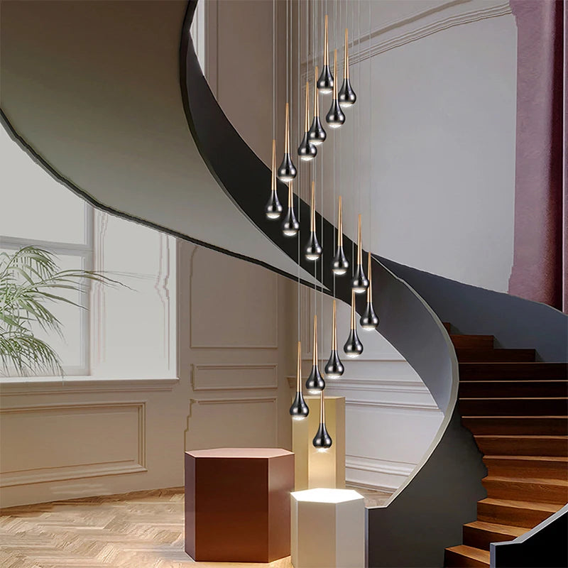 lustre long nordique moderne creux idéal pour loft hôtel appartement - vue 3 sur 16