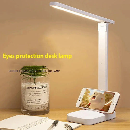 Lampe de Table pliable Led lampe de bureau 3 types réglable en continu tactile chevet lecture Protection des yeux veilleuse USB rechargeable - vue 2 sur 8