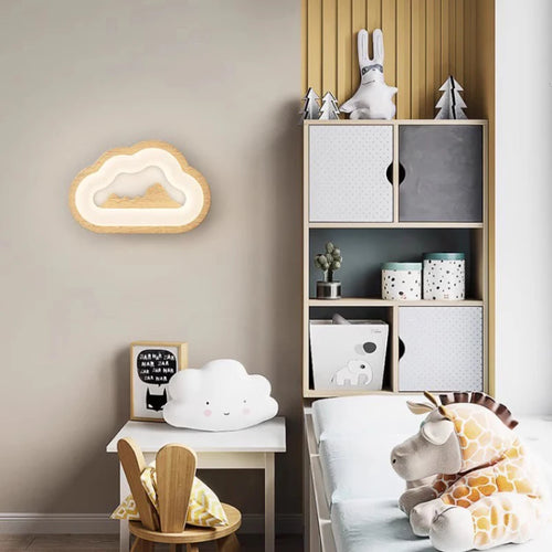 Wandleuchte aus Massivholz Wolke für Kinderzimmer - vue 3 sur 9