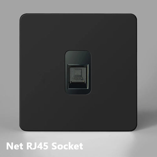 Prise RJ45 en acier noir mat bords arrondis