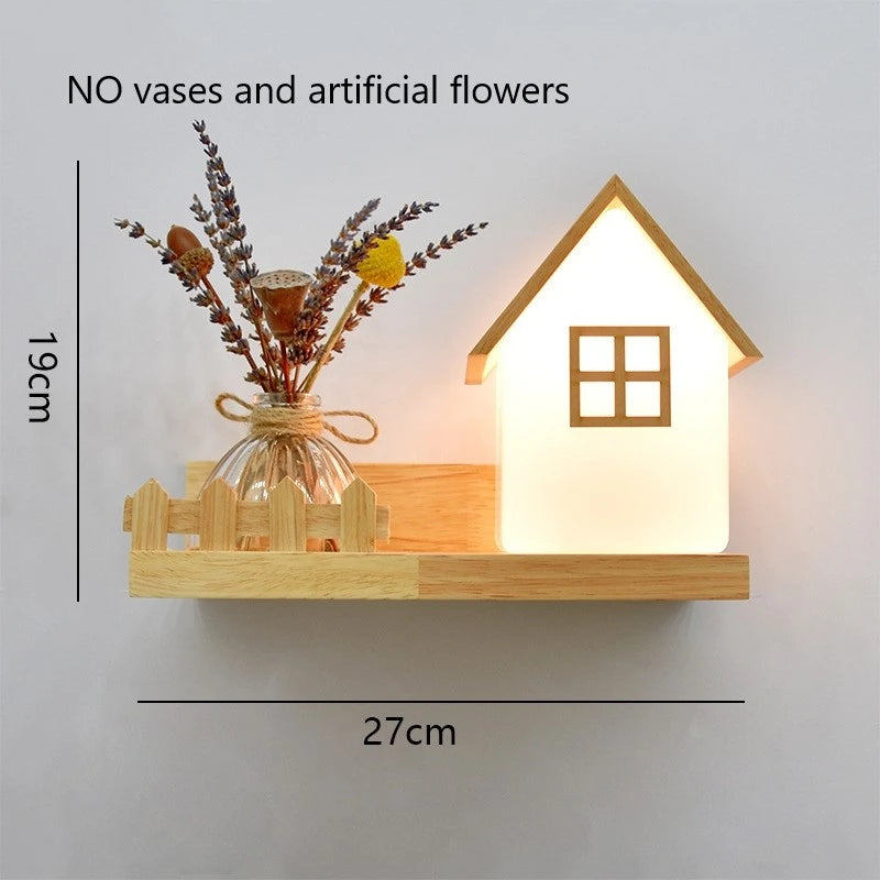 LED-Wandleuchte aus Holz mit nordischem Pflanzengefäß - vue 10 sur 23
