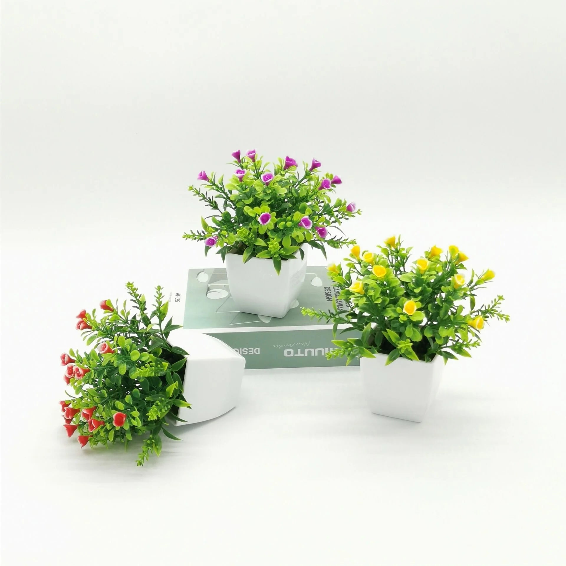 petite rose en pot bonsaï décoration plantes artificielles pour intérieur - vue 4 sur 12