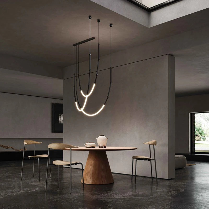 Moderner minimalistisch designter Kronleuchter für Bar oder Restaurant - vue 3 sur 14