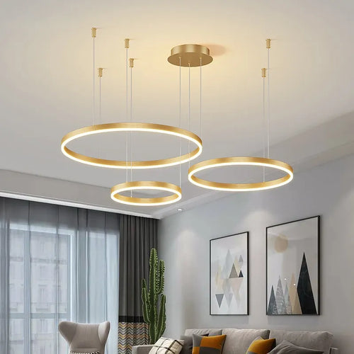 Moderne LED-Deckenleuchte mit gebürsteten Ringen - vue 2 sur 3