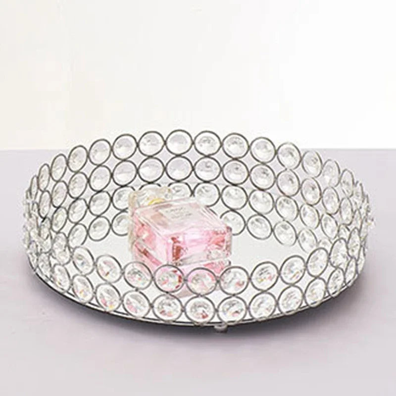 plateau rond en verre pour rangement et décoration - vue 4 sur 6