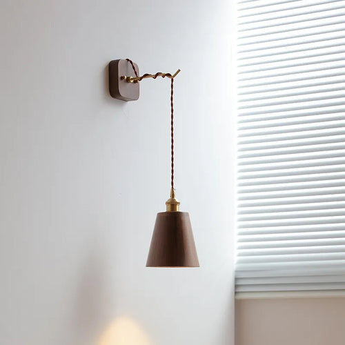 Moderne Wandleuchte aus Nussbaum für Schlafzimmer und Wohnzimmer - vue 7 sur 23