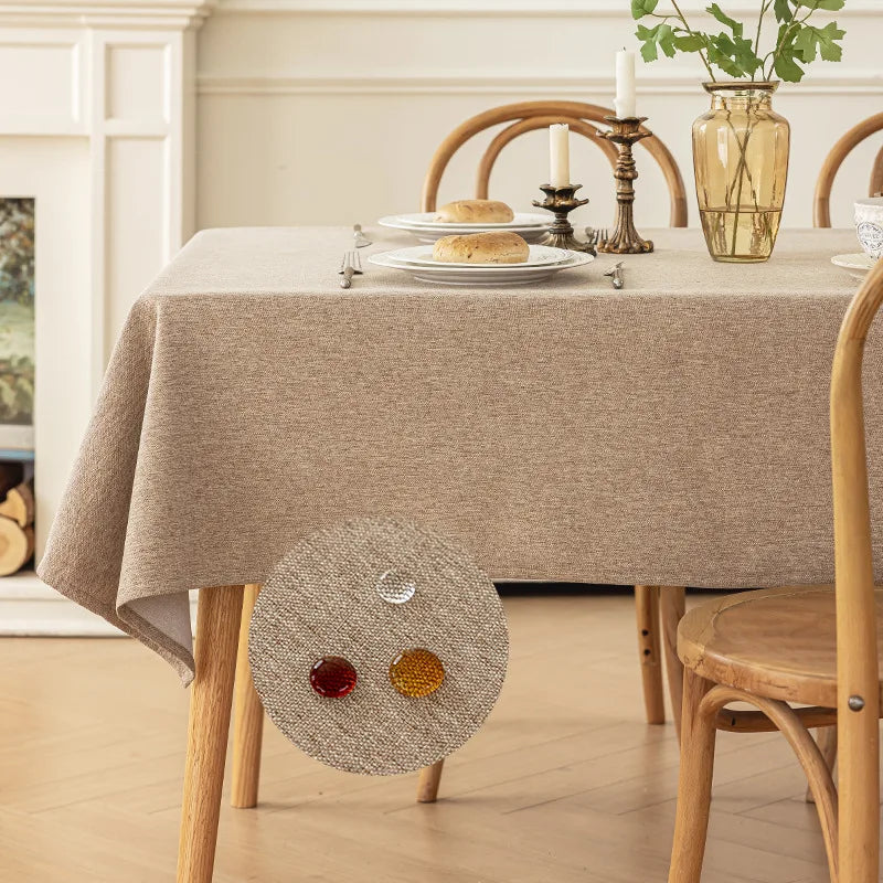 Nappe unie coton lin impermeable pour table repas
