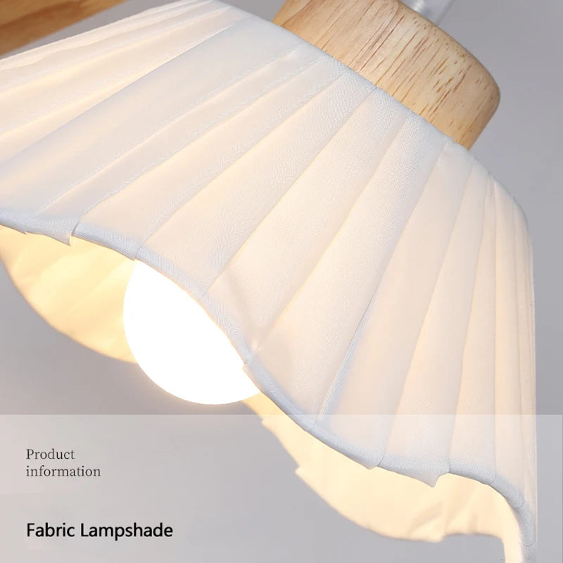 Japanese Wood Wall Lamp Wabi-sabi Style Bedside Light Fabric Lampshade Chinese Lantern Wall Light for Living Room Restaurant E27 - vue 6 sur 8