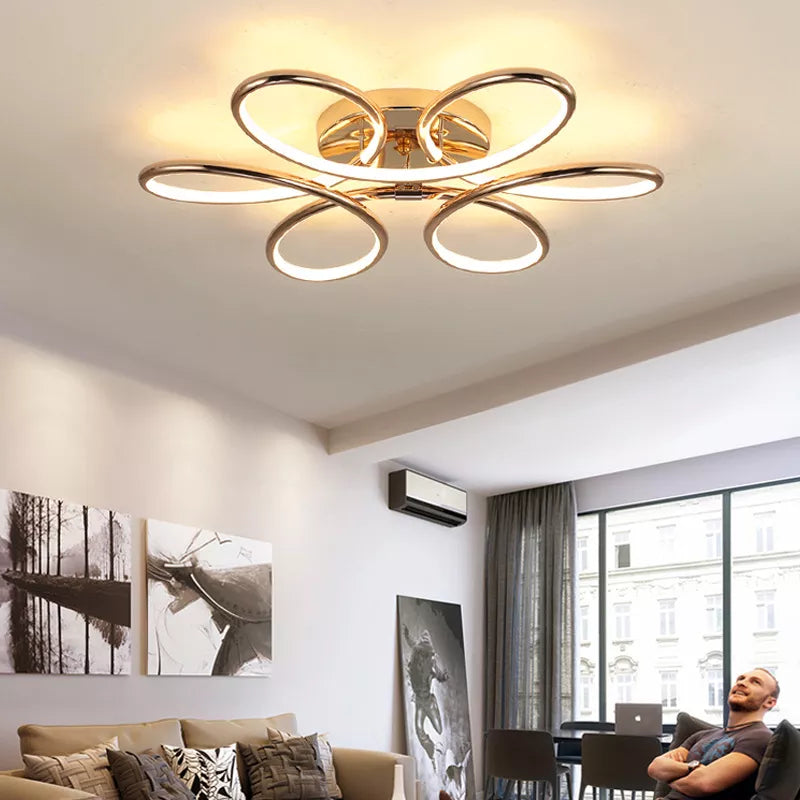 Lustre plafond LEDs aluminium doré décoration